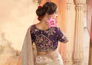 Women's Pure <b>Satin</b> Indian Saree with Fancy Lace Border Heavy Embroidery Designer <b>Blouse</b> Indian Made in Stock - Product Image 2