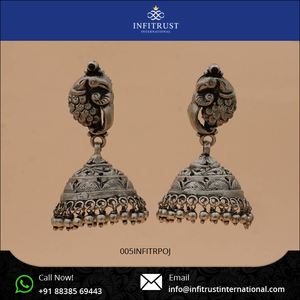 Boucles d'oreilles Jhumka en argent Sterling 925, finition oxydée Antique de meilleure qualité, pour fête, à bas prix - Product Image 2