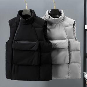 2025 automne hommes décontracté gilet avec grande poche gilet manteau col sans manches bouffantes vestes fermeture à glissière hiver chaud manteau - Product Image 2