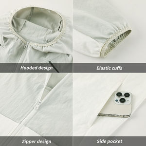 Veste coupe-vent pour homme à deux tons avec capuche, veste active, bloc de couleur, 100% polyester, fermeture éclair, vestes de sport pour l'entraînement, bomber - Product Image 6