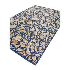 Tapis rectangulaire en laine et soie noué à la main, motif floral bleu aurore, pour salon, voiture, couloir, design abstrait/floral en puzzle - Product Image 2
