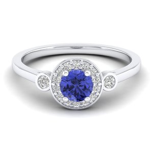 Bague Halo en Argent Sterling 925 avec Moissanite VVS et Tanzanite, Design Exclusif, Cadeau d'Anniversaire, Bijoux de REYES Manufacture - Product Image 5