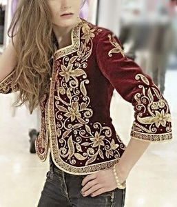 LATEST--JACKET WITH PANT ON VELVET FABRIC WITH EMBELLISH OF BEAUTIFUL CRYSTAL BEADS,PEARLS,GLASS STONE WORK FOR PARTY-WEAR@ 2022 - Product Image 1