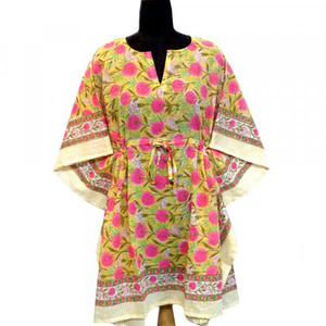 Top Quality <b>Kaftan</b> Dresses Women Free Size Pure Cotton Hand Block Printed Fashionable Beach <b>Kaftans</b> for Sale at Best Price - Product Image 3