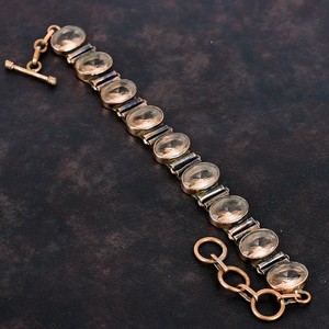 Pulsera ajustable de diseño elegante hecha a mano suave melocotón morganita piedra preciosa cobre puro fiesta cristiana regalo Natural para mujeres - Product Image 1