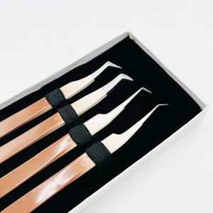 Pince à épiler professionnelle de qualité supérieure en acier inoxydable, double couleur, revêtement en poudre, précision, droite, pour extensions de cils, 90 - Product Image 2