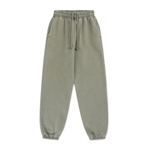 Pantalon ample empilé pour hommes, pantalon de survêtement droit de couleur unie, pantalon de survêtement évasé avec impression bouffante de logo pour homme - Product Image 1