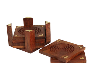 Posavasos de madera Redondo Forma Brillante Pulido Decoración de mesa Posavasos de madera a precio al por mayor productos - Product Image 2