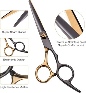 Compra directa Tijeras de peluquero de corte de pelo profesional de 6,5 pulgadas con tijeras de pelo de acero inoxidable en estuche de cuero para salón - Product Image 6