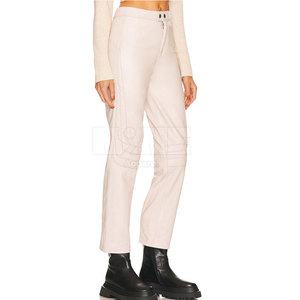 กางเกงหนังเอวกลางแบบลำลองสำหรับผู้หญิงมีสไตล์ผลิตจากวัสดุระบายอากาศได้ดีสไตล์ด้านหน้าเรียบ - Product Image 2