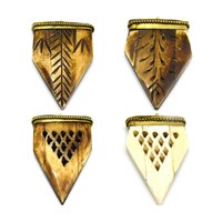 Pendentif artisanal sculpté en corne de bœuf vintage pour enfants, pour collier de bijoux DIY avec apprêts en fil d'argent