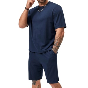 Fashion High Street Plus Size 2-Piece Solid Men's Summer Running <b>Set</b> Breathable Eco-Friendly Quick Dry T-Shirt and Shorts - Product Image 3