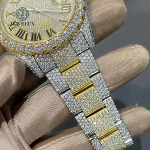 Montre Hip Hop Automatique et Élégante Cadran Romain Moissanite Diamants Bracelet en Silicone Mécanique de Luxe Boîtier en Acier Inoxydable Verre - Product Image 5