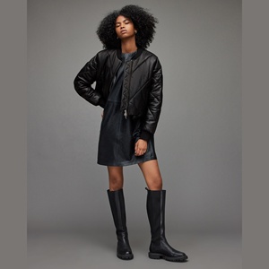 Chaqueta de Motocicleta de Cuero Genuino Ecológica para Mujer, Impermeable, Estilo Invernal, Reversible, con Forro de Seda - Product Image 4