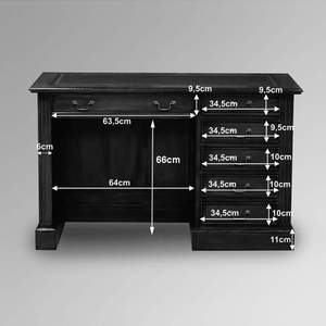 办公桌由实心柚木制成，高品质，结合聚氨酯皮革桌面自然色，适合工作空间。 - Product Image 6