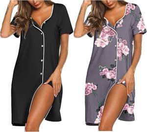 Camisón de verano Otoño Invierno para mujer, camisón de manga corta con estampado de dibujos animados, pijama 3XL 100% de punto de poliéster - Product Image 2