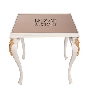 Classic <b>White</b> and Gold <b>Nesting</b> Service <b>Table</b> Set with Elegant Mirror Tops and Decorative Carved Details for Luxury Home Décor - Product Image 3