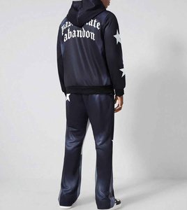 Survêtement grande taille pour hommes avec lettre personnalisée et impression d'étoile Pantalon de survêtement à capuche respirant avec fermeture éclair - Product Image 6