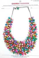Collier ras du cou ethnique antique plaqué or avec paillettes et perles, perles LAVA colorées, pour femme, style africain, pour anniversaire