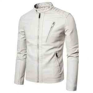 Vestes en cuir de première classe pour hommes, style populaire d'automne, veste en cuir pour hommes, vente en gros, mode, fermeture éclair cool, vestes en cuir PU pour hommes - Product Image 2