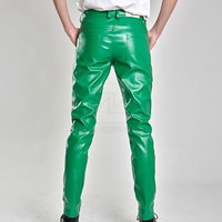 Pantalon en cuir pour homme avec logo personnalisé, service OEM, décontracté, couleur unie, léger, taille mi-haute, délavage foncé, respirant, haute qualité