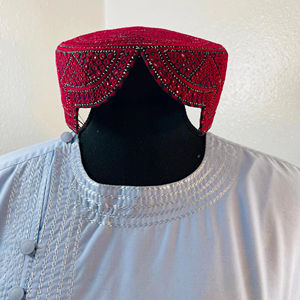 <b>Mens</b> Afghani Tribal Traditional Formal Cap Lace Handmade Ethnic Pashtun Cultural Embroidered Islamic Headwear 100% Cotton - Product Image 3