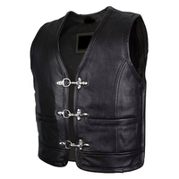Chaleco de Motociclista Profesional para Hombre 2026, de Primera Calidad, Perforado, de Piel de Vaca Negra, Informal, Transpirable, con Cuello Redondo