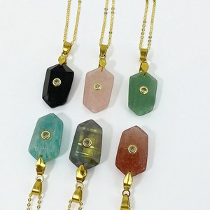 Christian 925 Sterling Silver Hexagon Inlay White Quartz Gemstone <b>Pendant</b> Necklace-Handmade <b>Charm</b> Necklace - Product Image 3