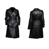 Chaqueta de Cuero para Mujer, Invierno, Negra, Piel de Cordero, Impermeable, Transpirable, con Botones, Personalizable, de Alta Calidad para Exteriores