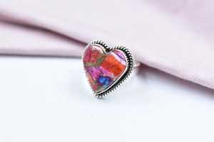 Adjustable <b>Statement</b> <b>Ring</b> <b>for</b> <b>Women</b> Handmade in Pink Dahlia Turquoise Sterling Silver <b>for</b> Weddings and Parties - Product Image 4