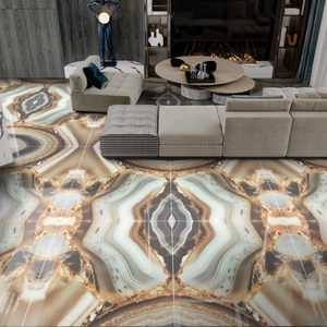 กระเบื้องปูพื้นพอร์ซเลนเคลือบเงา600X1200MM การตกแต่งภายในที่หรูหรามันวาวสูงกระเบื้องบุผนัง - Product Image 4