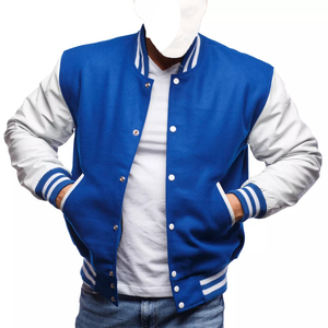 เสื้อแจ็กเก็ตเบสบอลผ้าแคนวาสแขนยาวผ้ากำมะหยี่ปักลายตามสั่งสำหรับผู้ชาย - Product Image 1
