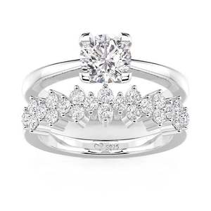 Conjunto de Joyería Nupcial Jeulia Classic Cluster con Diamantes de Corte Redondo, 2 Piezas - Product Image 1