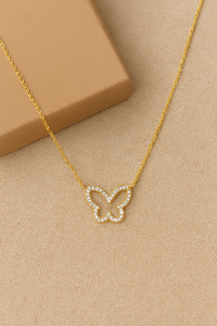 Collar Mariposa Plata Esterlina: Colgante Minimalista Zirconia Cúbica - Product Image 4