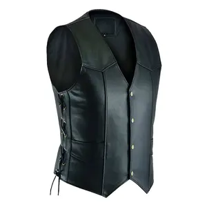 Sports Men Fashion High Quality Outdoor Leather Winter Vest Motorcycle in Custom Style Leather Vest For Sale Winter