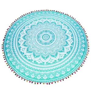 Tapis Hippie Couvre-lit Gypsy Yoga Mat Couverture Lotus Fleur Glands Géométrie Indien Mandala Tapisserie Tenture Plage Jeté