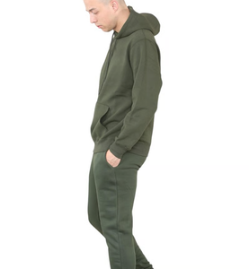 Fashionable Men Olive Green Custom Logo Oversized Pullover <b>Hoodie</b> and Joggers <b>Fleece</b> Heavyweight Set Man Tracksuit By Ako - Product Image 5