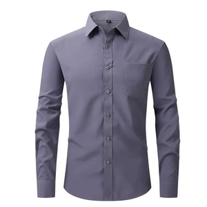 Camisa con botones de manga larga informal de rendimiento de secado rápido de Color sólido tejido con logotipo personalizado de fábrica al por mayor de Bangladesh para otoño - Product Image 1