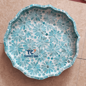 Plateaux de service en nacre de luxe faits à la main de haute qualité Carpiz Shell Plateaux à thé pour la décoration de la maison Thanhcongcraft Marque Made - Product Image 2