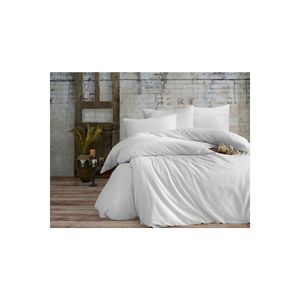 Ensemble de linge de lit en satin de coton blanc de luxe - 4 pièces Drap housse Couvre-lit Housse de couette Couvertures Hôtel Airbnb Utilisation domestique Emballé dans un sac - Product Image 1