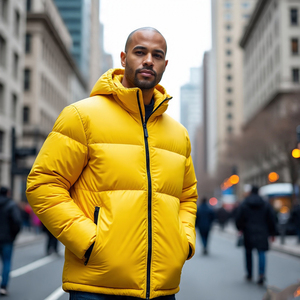 Veste matelassée d'hiver pour homme avec capuche coupe-vent Manteau matelassé à bulles pour l'extérieur Fermeture à glissière complète Respirant Design rembourré - Product Image 6