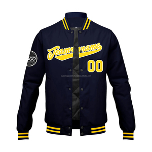 Veste universitaire décontractée à col montant personnalisée avec boutons pression manches en cuir tissu de laine et Decoration-MCACVJ-73 de broderie - Product Image 2