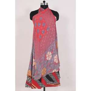 Jupe portefeuille indienne à motif imprimé floral réversible Vintage fait à la main Boho Summer Festival Look taille naturelle - Product Image 4