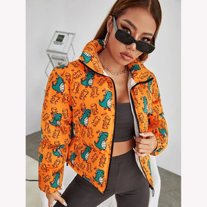 2025 nueva llegada de moda de invierno de manga larga para mujer sublimada burbuja Puffer chaqueta transpirable de invierno - Product Image 6