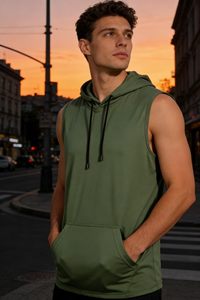 <b>Mens</b> <b>sleeveless</b> gym <b>hoodie</b> fitted fitness wear designed for workout bodybuilding training - Product Image 5