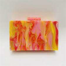 Sac à main de luxe pour femme, style bohème chic, en résine époxy rose et bleue, avec bandoulière en cuir PU - Product Image 3