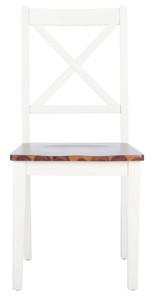 Chaise de salle à manger simple en teck massif avec cadre blanc et assises de couleur naturelle pour une utilisation intérieure et extérieure - Product Image 2