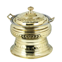 Plato de frotamiento de forma redonda dorado y negro de diseño moderno hecho a mano Hotel Chafer para catering Calentador de alimentos de metal de acero inoxidable