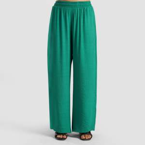 Pantalones Palazzo Casuales para Mujer, Cintura Alta, Pierna Ancha, Crepé, Cintura Elástica, Transpirables y con Efecto Arrugado, Color Verde - Product Image 2