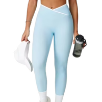 Leggings Deportivos Personalizados al por Mayor para Mujer, con Bolsillo, Cintura Media, Costuras Visibles, Transpirables, Antibacterianos, de Algodón/Bambú